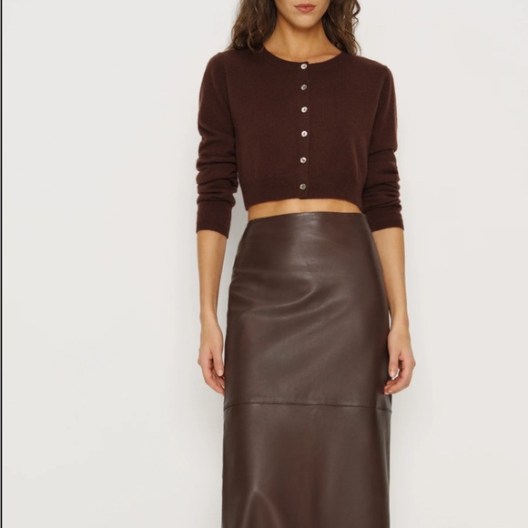 NWT Reformation Janie Cashmere Crew Cardigan - mahogany small - Picture 3 of 3